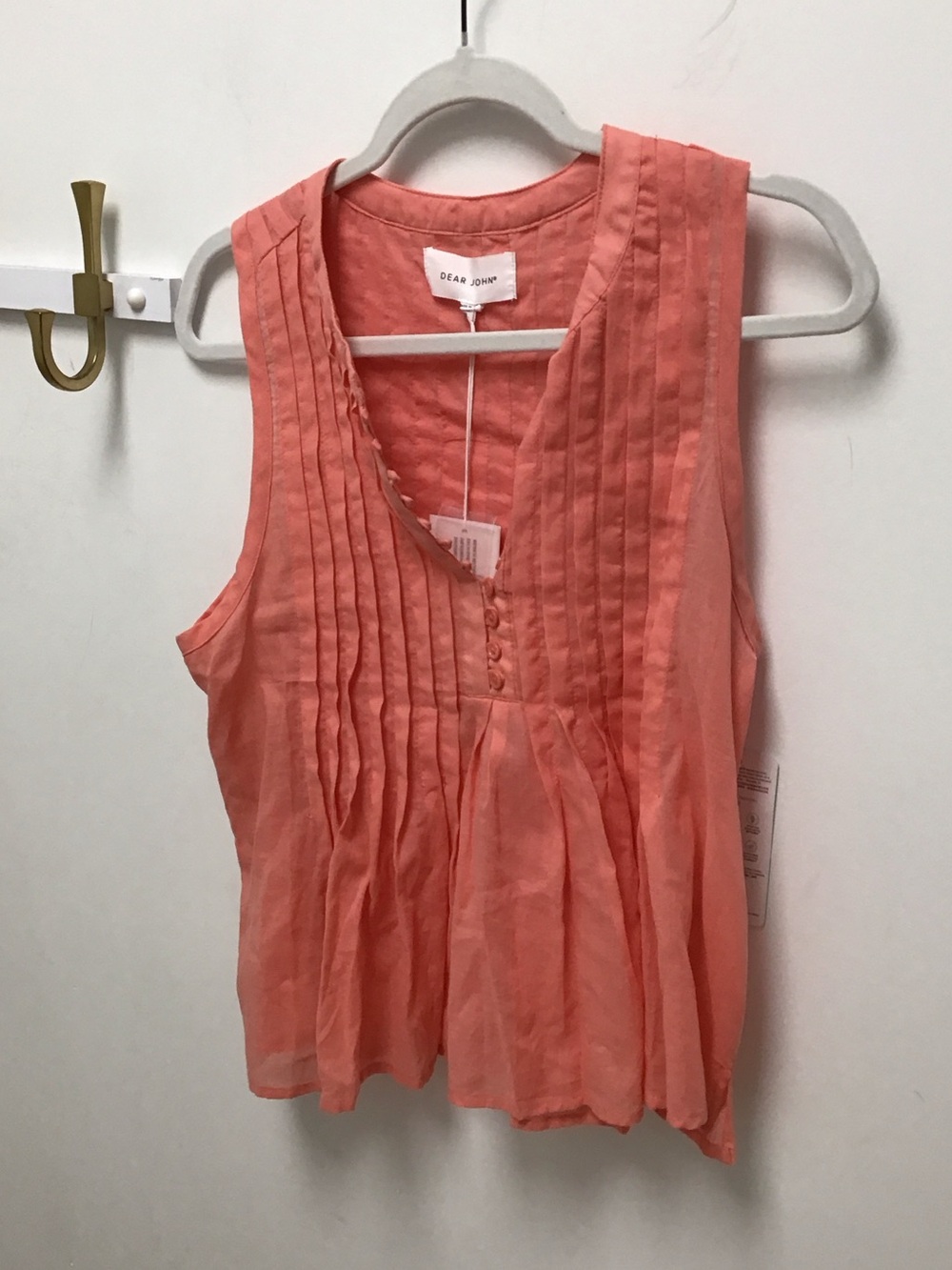 Dear John Coral Pintuck Sleeveless V-Neck Myron chiffon.